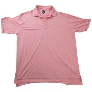 FootJoy Polo Shirt‎ Men's 2XL Pink Polyester Short Sleeve Collared High Low Slit